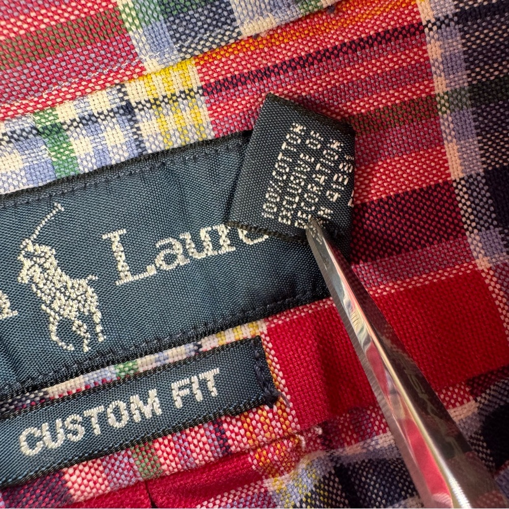 Ralph Lauren Men’s L Custom Fit Pink Multicolor Plaid Shirt 100% Cotton‎ - Picture 9 of 13
